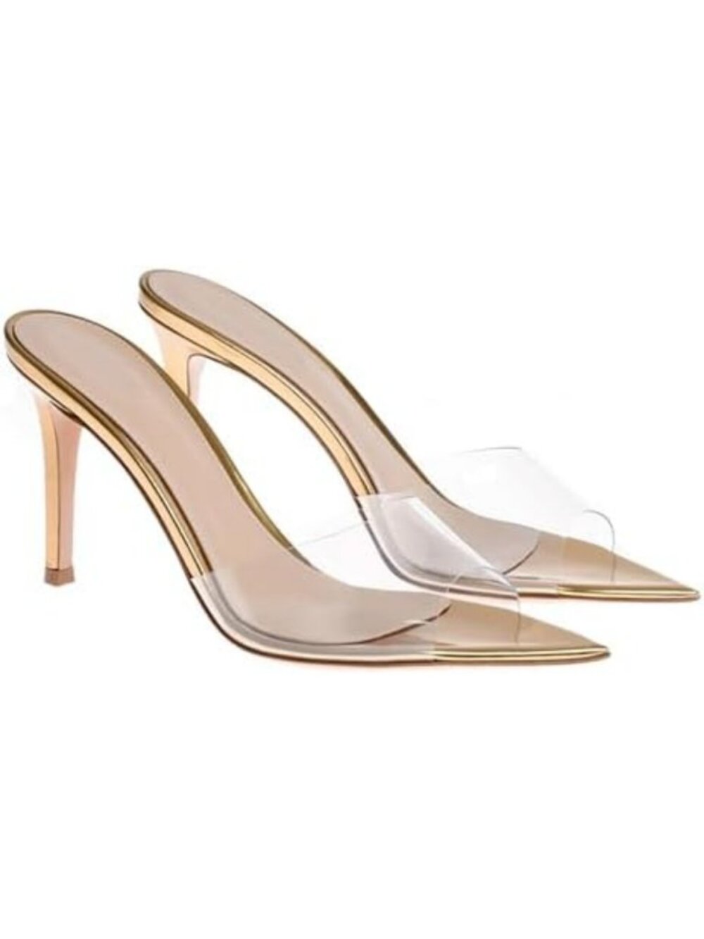 Clear Pointed Open Toe Stiletto Heel Slide Sandals - Sexy Transparent Strap